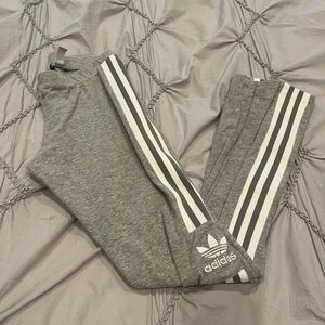 Adidas XS Gray Joggers with White Stripes